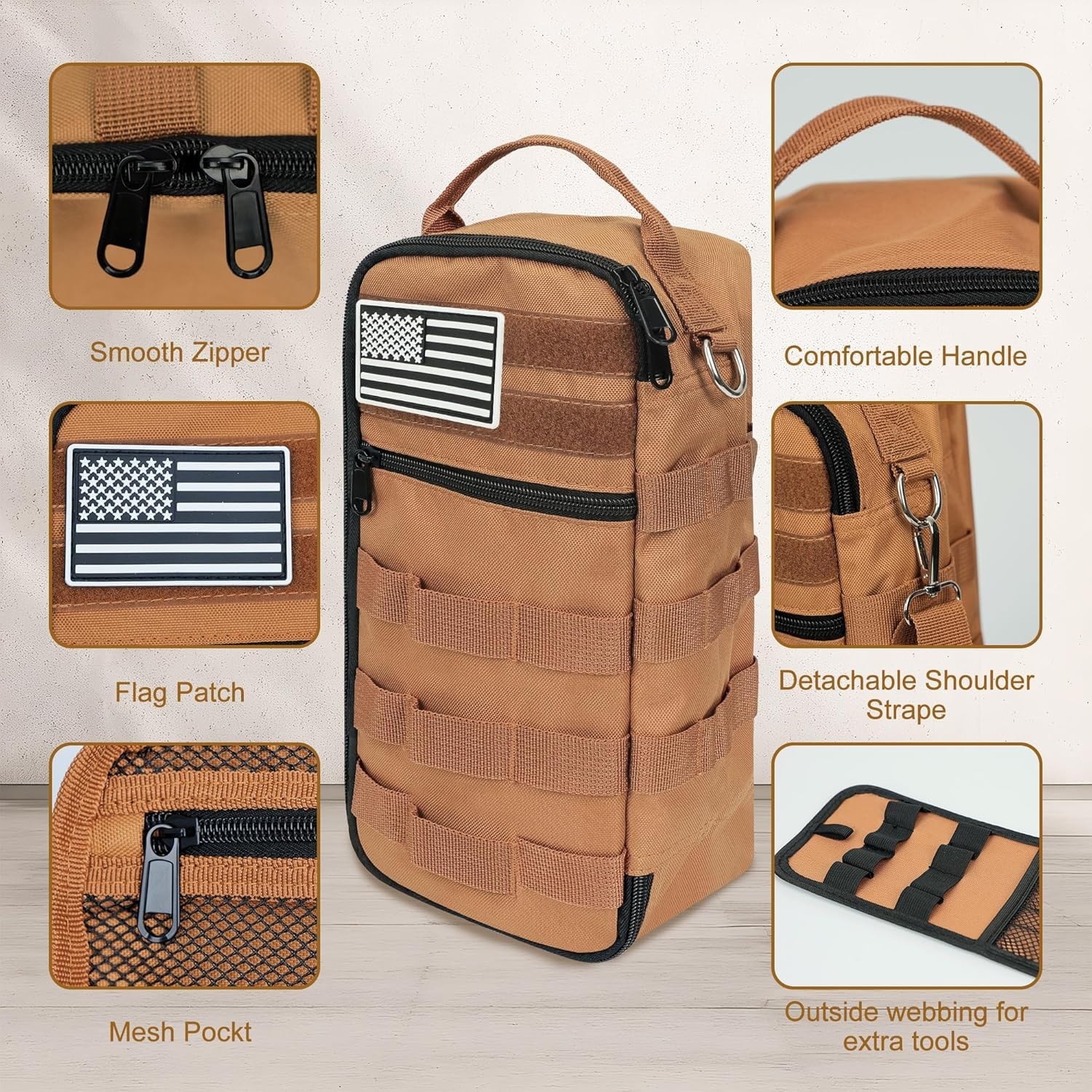 13 Inch Portable Small Tool Bag, Heavy Duty Tool Organizer Bag with Shoulder Str
