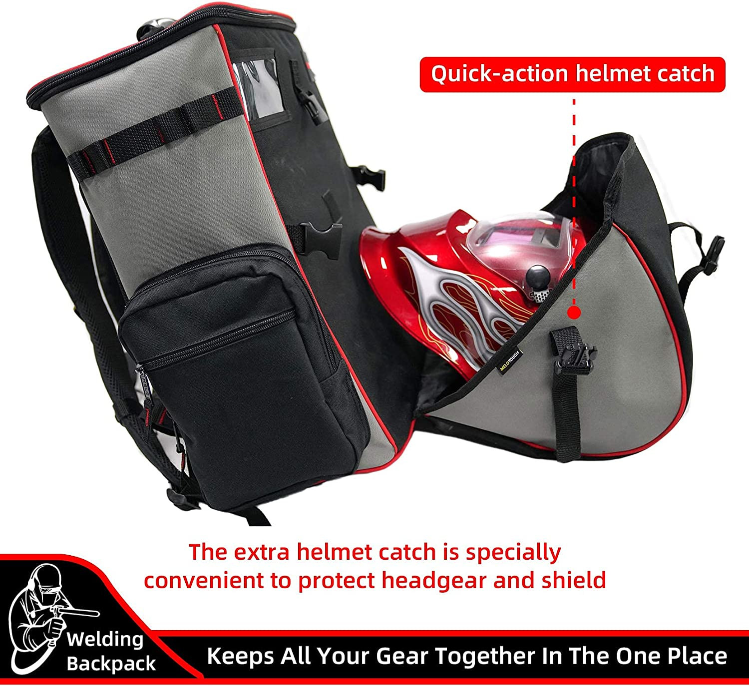 Large Welding Tool Backpack Extreme Gear Pack with Helmet Catch Storage Big Bag