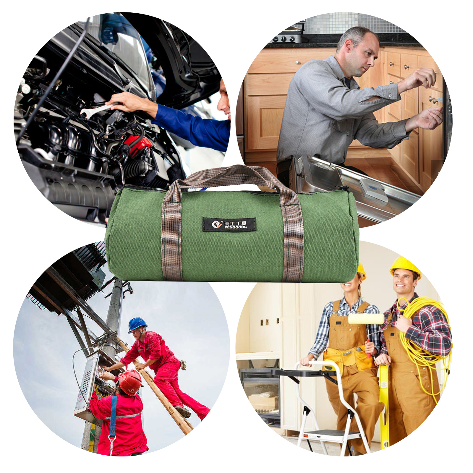 Tool Storage Bag Portable Tool Zipper Bag Woodworking Toolbag Organizer O1J9