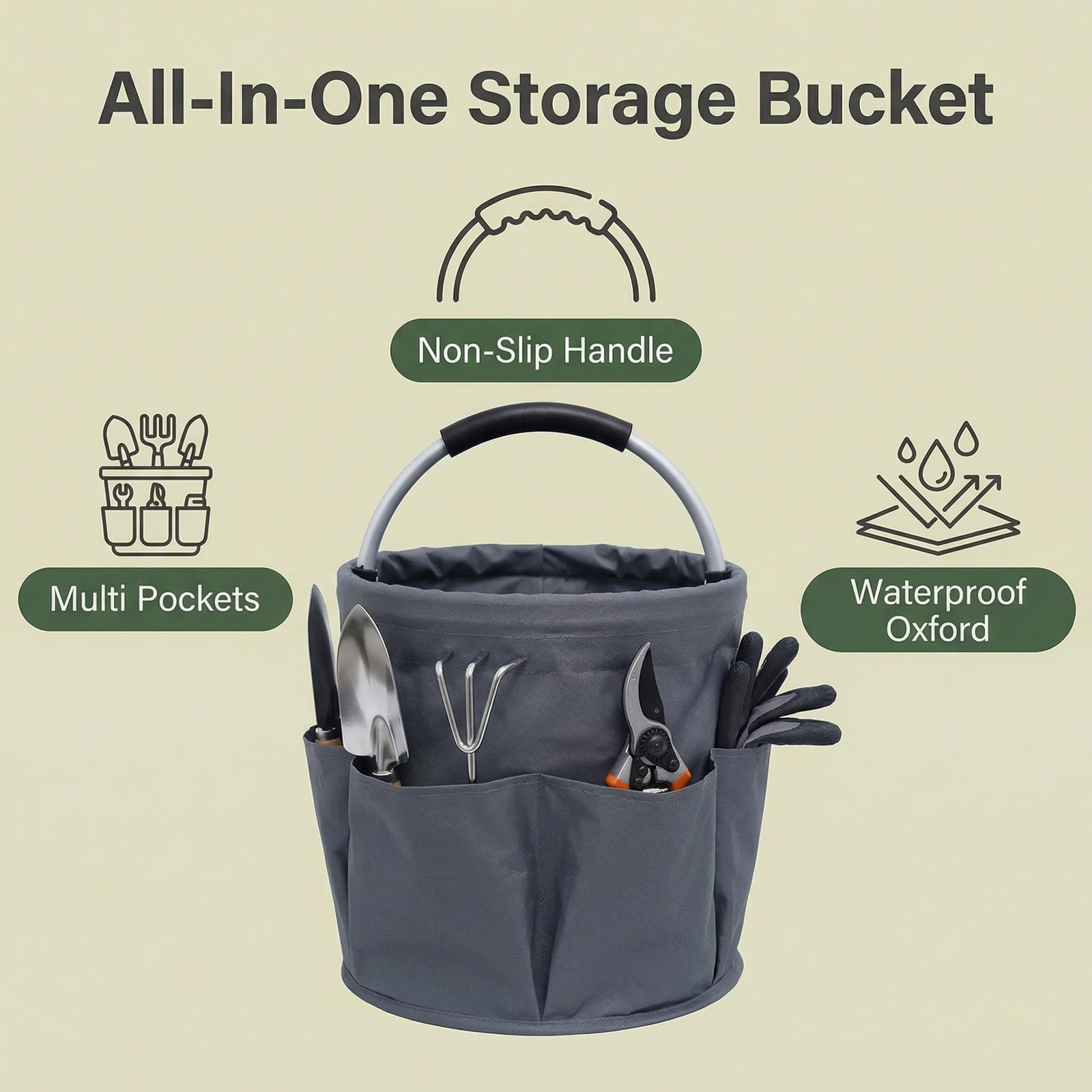Cleaning caddy with Handle,17L Foldable collapsible bucket 600D Oxford Fabric…