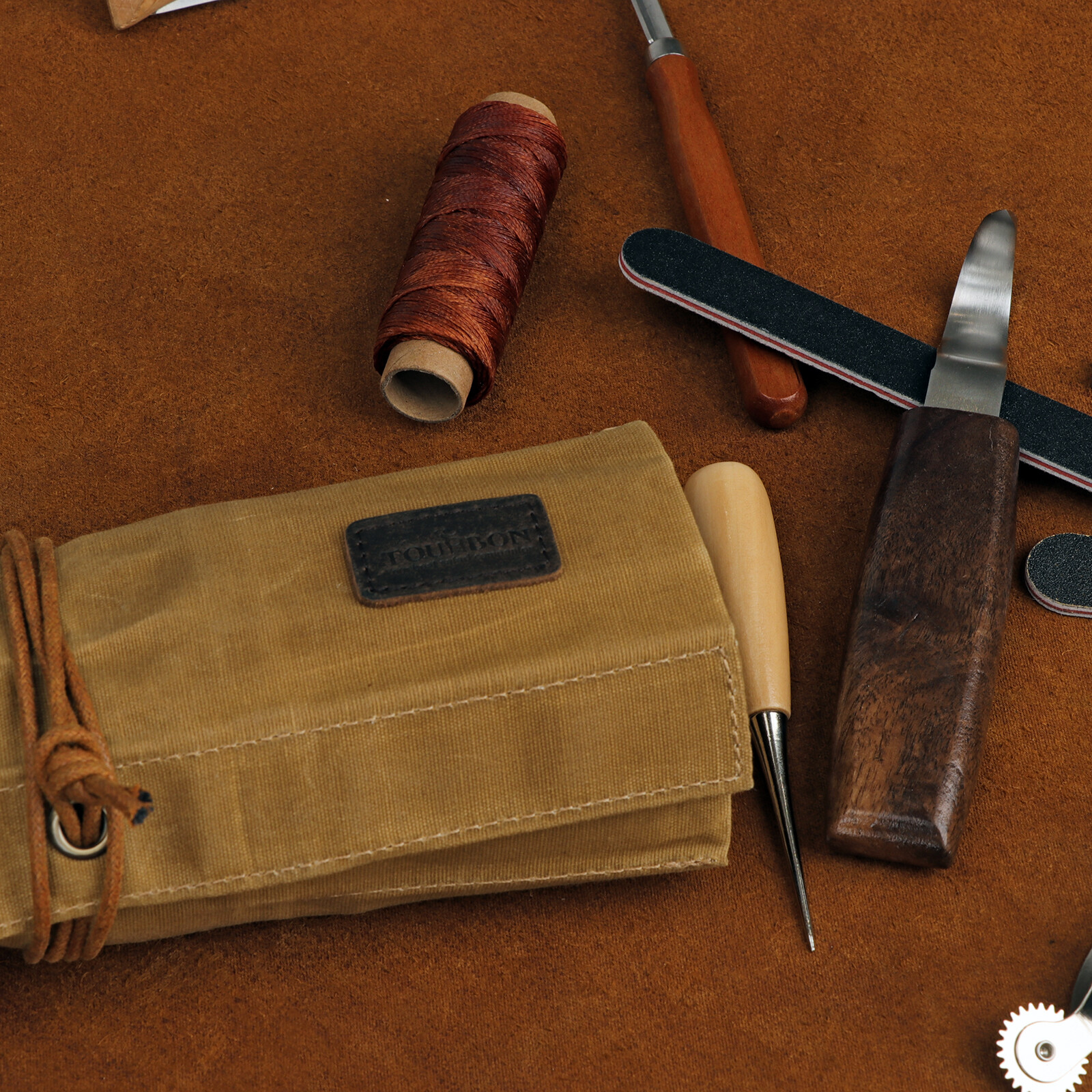TOURBON Canvas Tool Roll Carry Holder Carving Knife Organizer Bag Handy Pouch