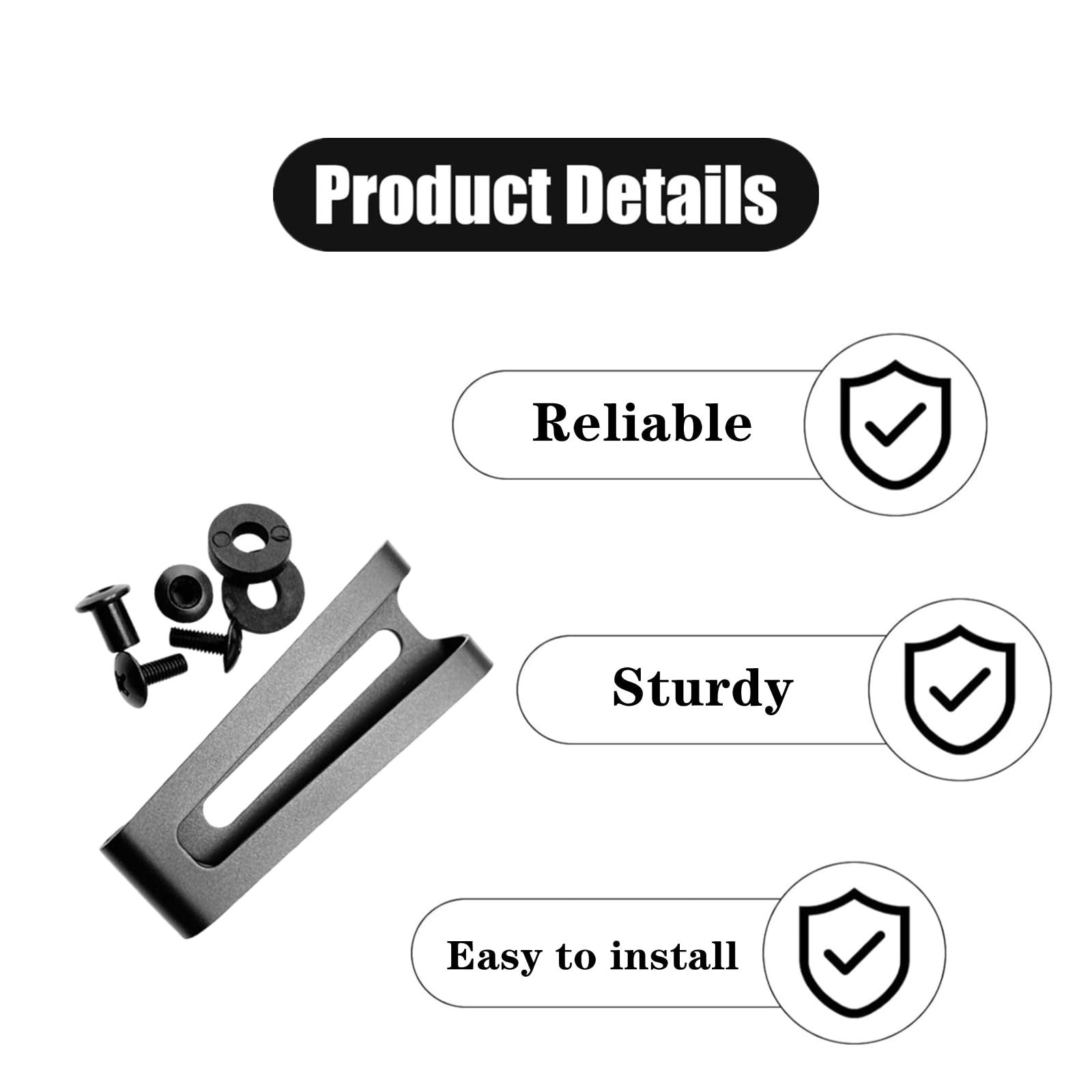 Kydex Belt Clip Professional Metal Holsters Waist Clips with Screws 1 Set Black