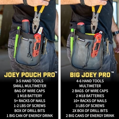Joey Pouch Pro Clip-On Tool Belt Bag for Tools, Screws and Nails