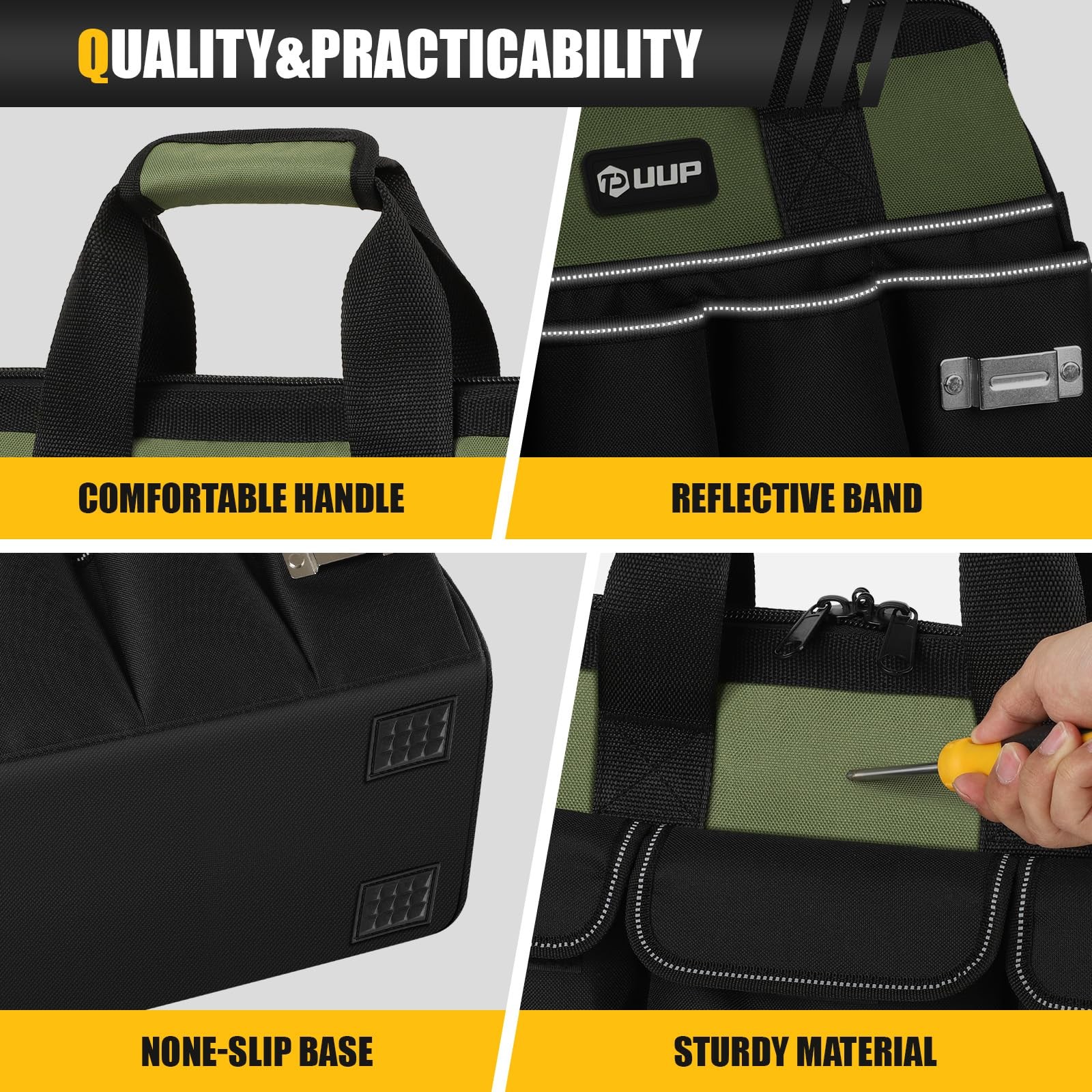 Uup Heavy Duty Tool Bag 15-Inch 16-Pocket Portable Empty Tool Organizer Big