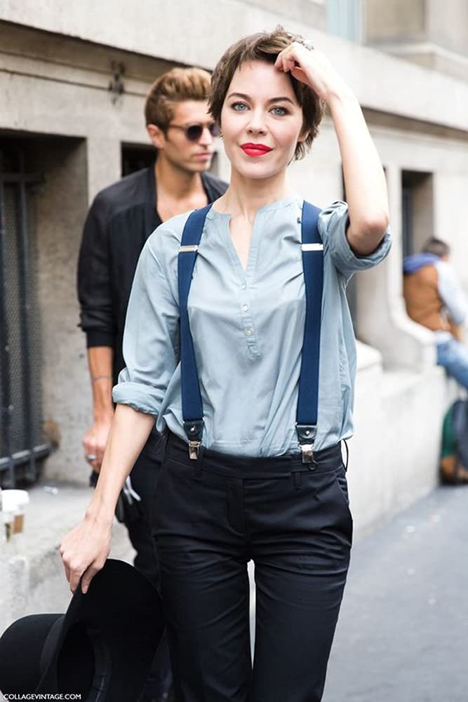 chiyu-yang Black Suspenders for Men and Women – Adjustable Tall Large,