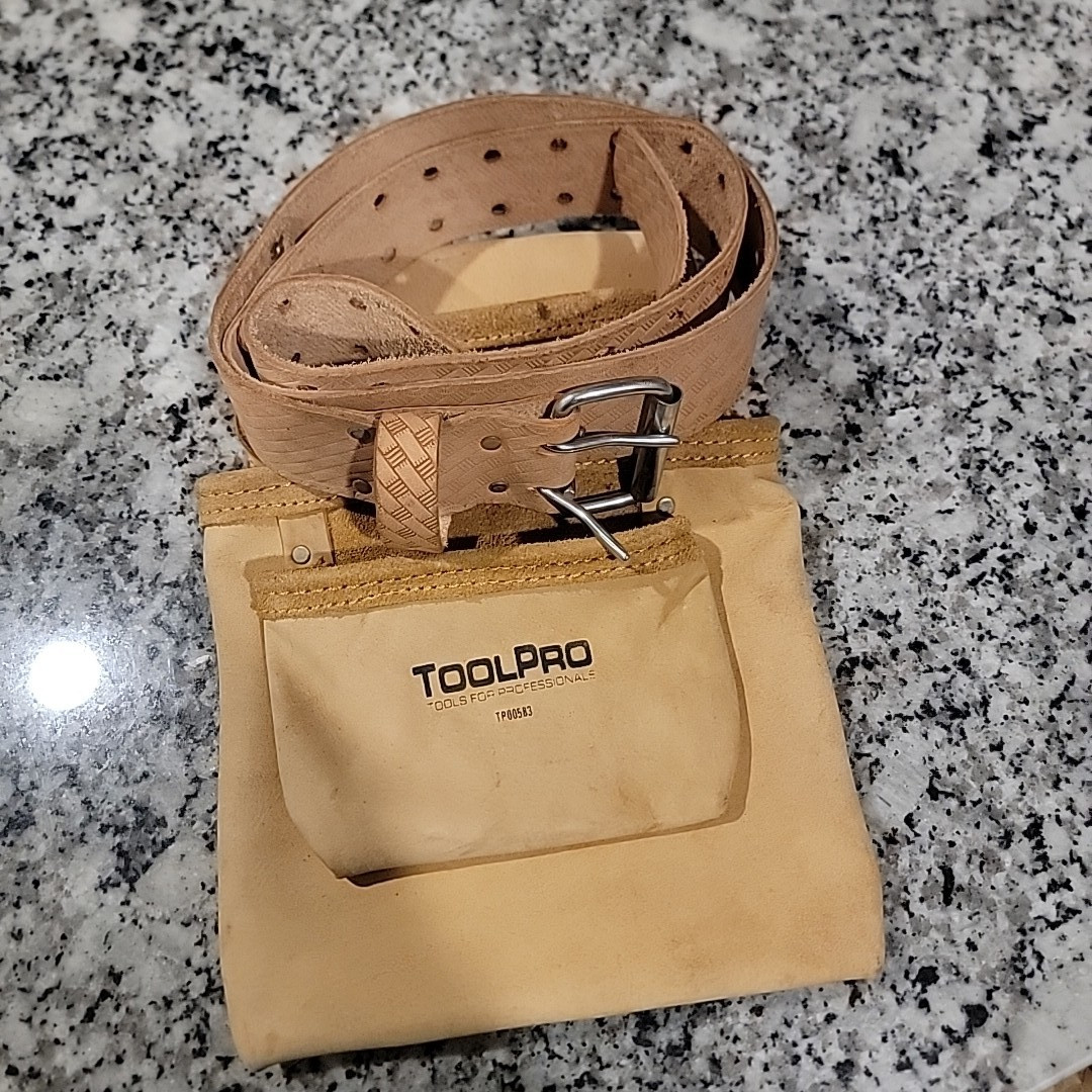 Tool Pro Belt And Pouch, Belt Length 4ft. 5in. Top Grain Leather