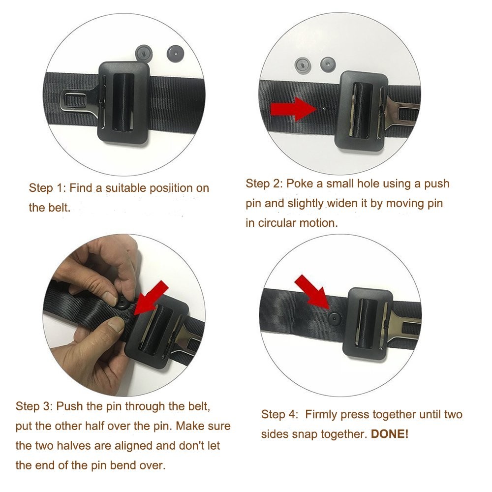 Y-Axis 5 x Seat Belt Button Buckle Clip Stop – Universal Fit Grey-5-Set