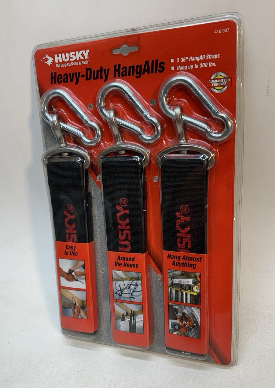 Husky 416907 Heavy Duty Hang-Alls 36 inch Straps 3 pack Up to 300 lbs