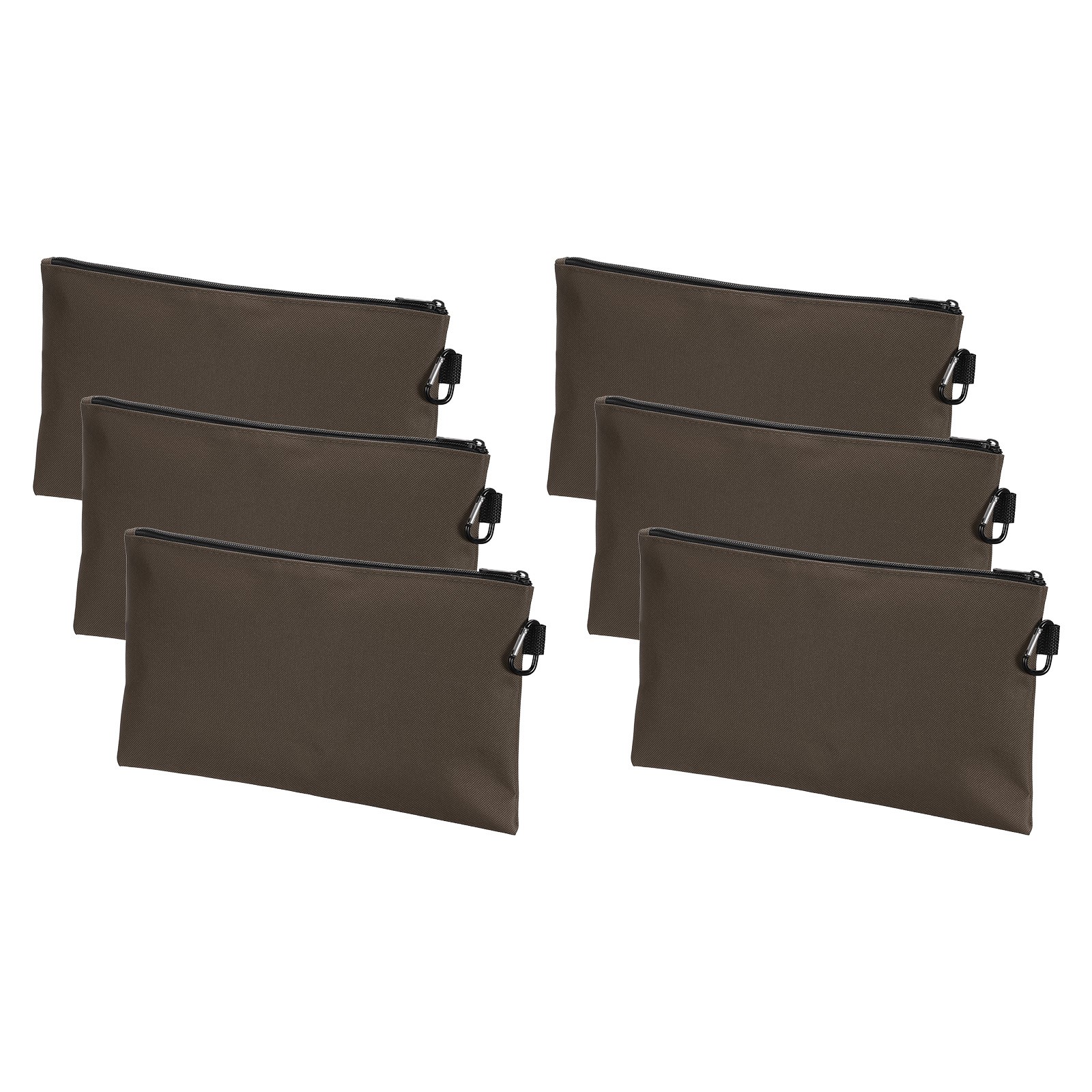 6Pcs Small Tool Bag Pouch with Zipper, 12″ Oxford Storage Bag Reddish-Brown