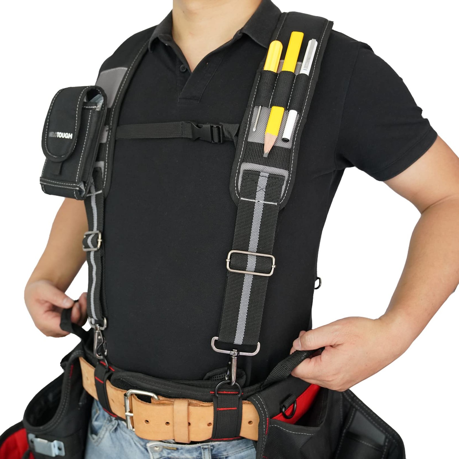 Tool Belt Suspenders Construction Work Suspenders for Men Detachable Holder C…