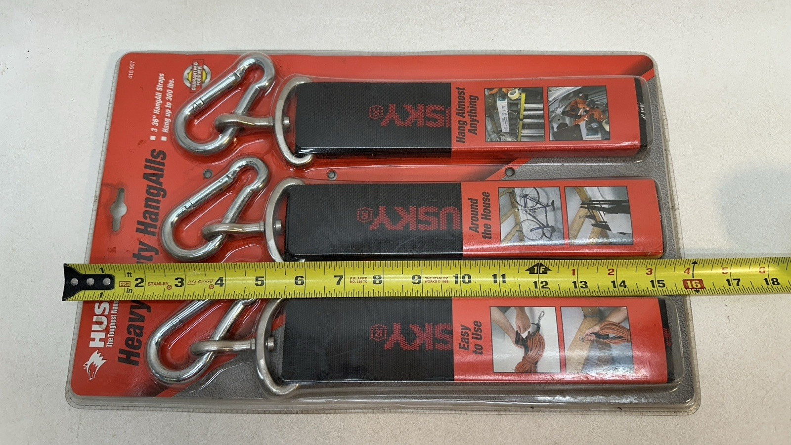 Husky 416907 Heavy Duty Hang-Alls 36 inch Straps 3 pack Up to 300 lbs