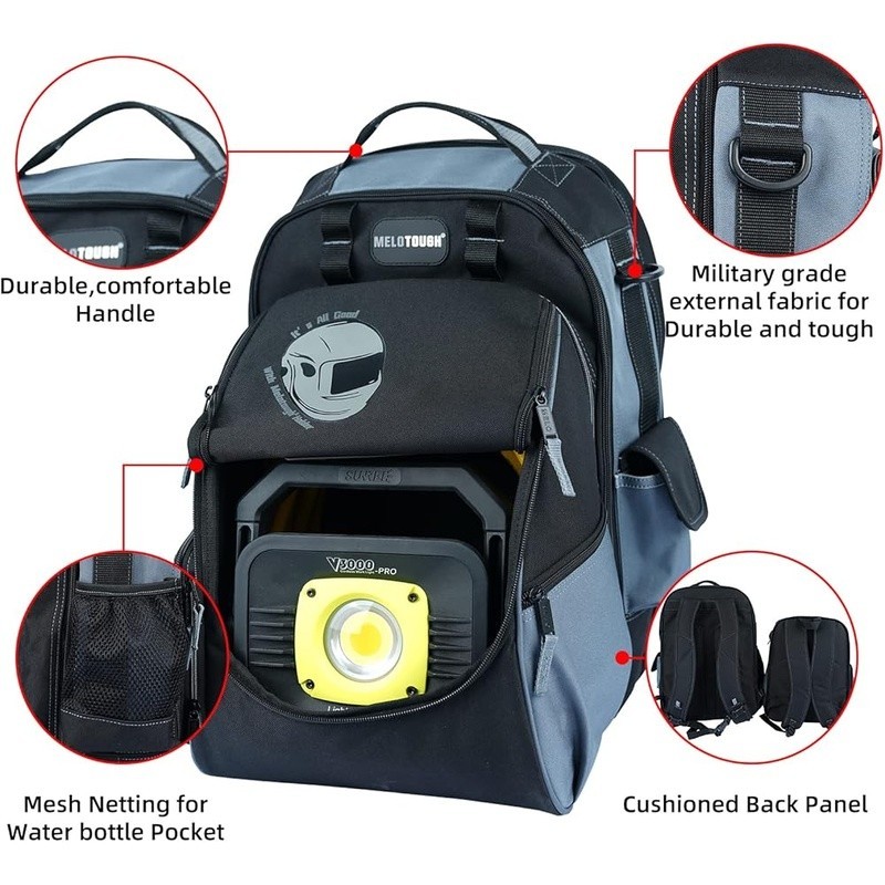 Large Capacity Detachable Welding Bag W/ Helmet Storage Durable Military Fabric