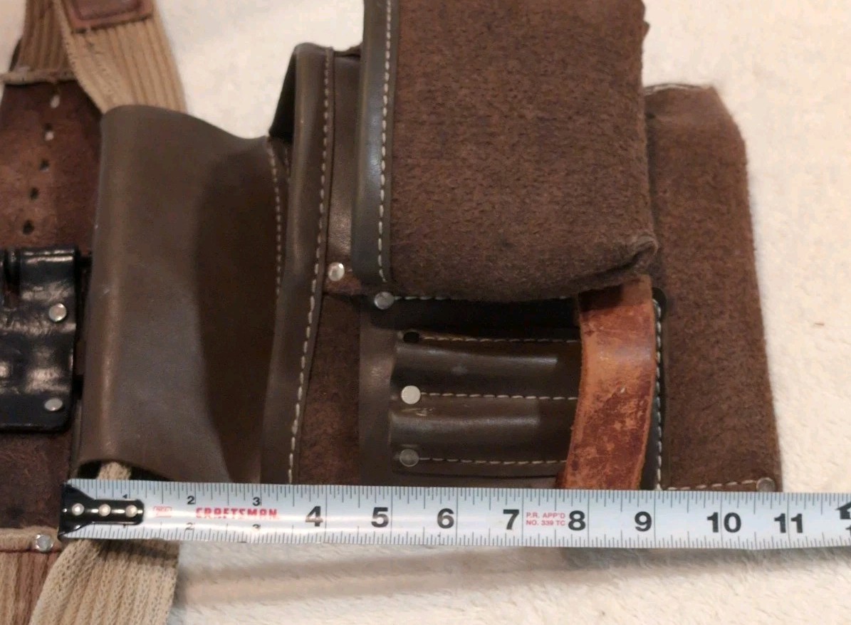 Vintage Weyerhaeuser Leather Carpenter Tool Belt, Nail Pouch, Apron USA Workwear