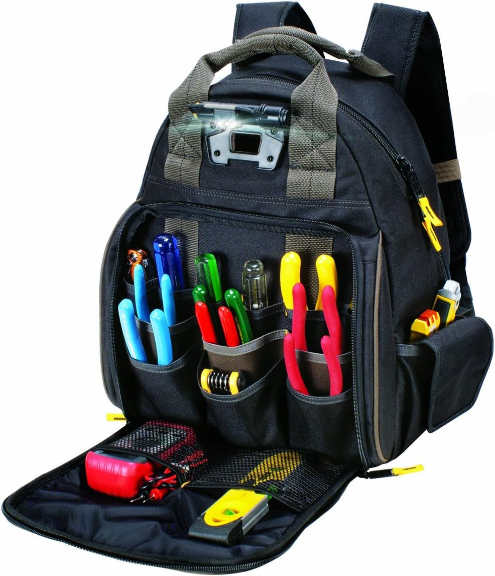 CLC L255 Tech Gear 53 Pocket Lighted Backpack, Black