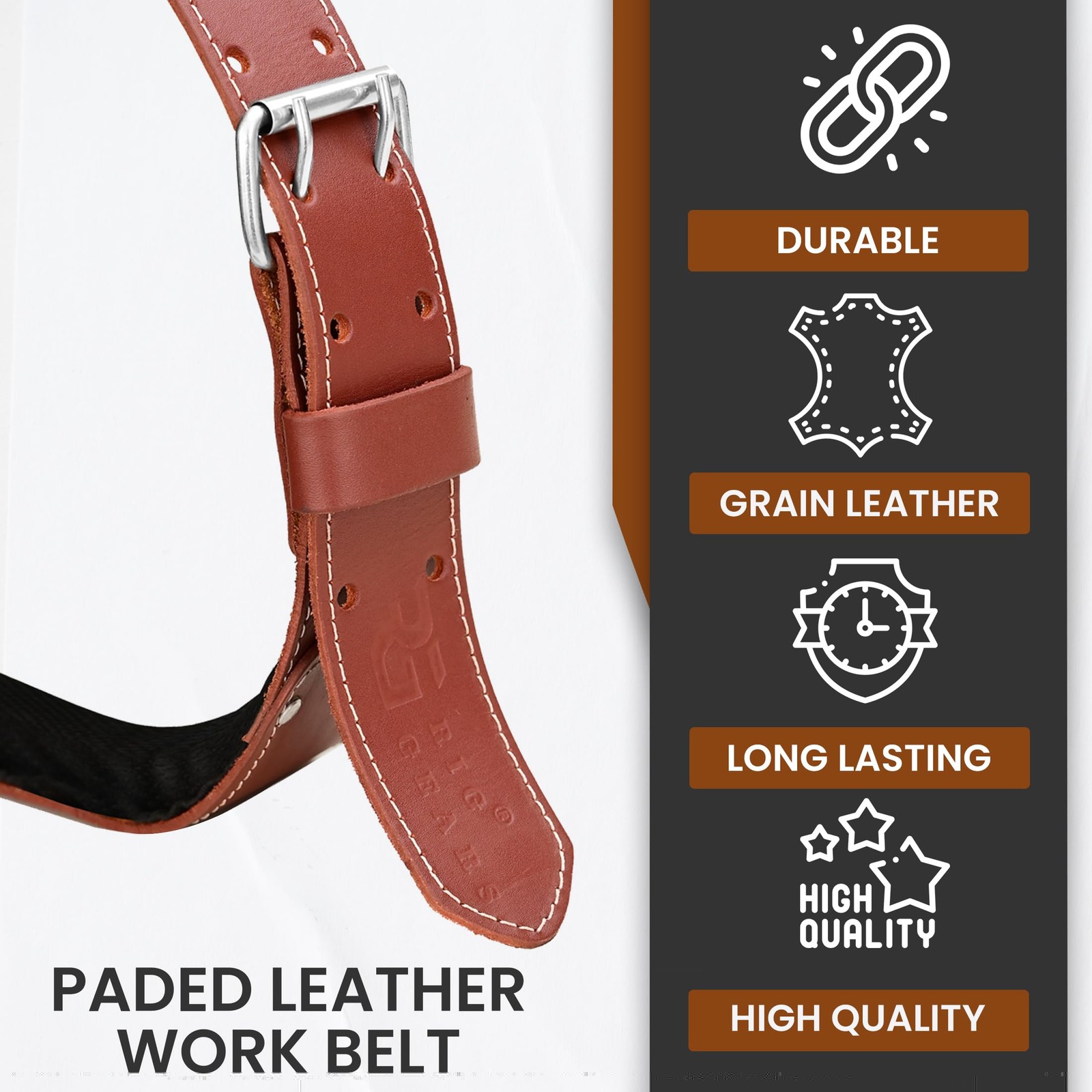3 Inch Mens Leather Tool Belt Carpenter Construction Foam Fits 3449 Inch