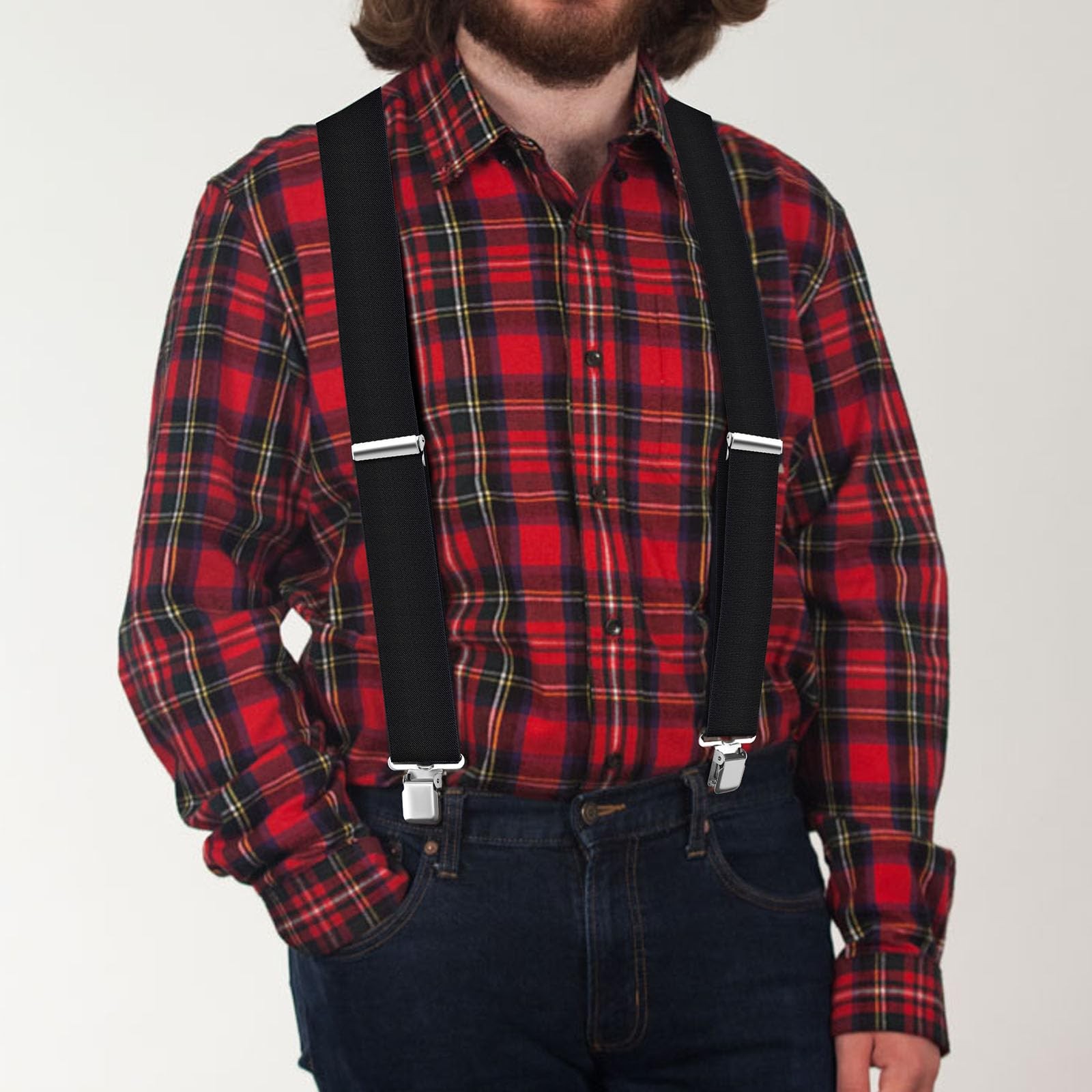 Ultrashang CLASSIC Mens Heavy-Duty Suspender: 2-Inch Wide, 5’1″- 6’2″, Black