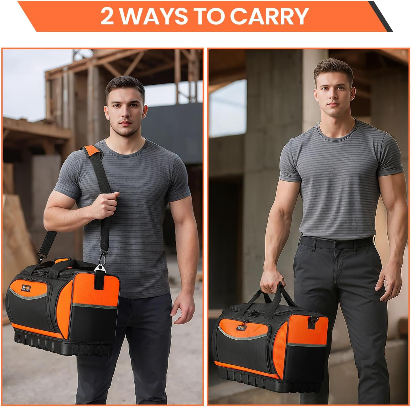 Tool Bag, Large Tool Organizer Bag with 18 Pockets,15.7x 11.4x 9.8 inch, Heavy D