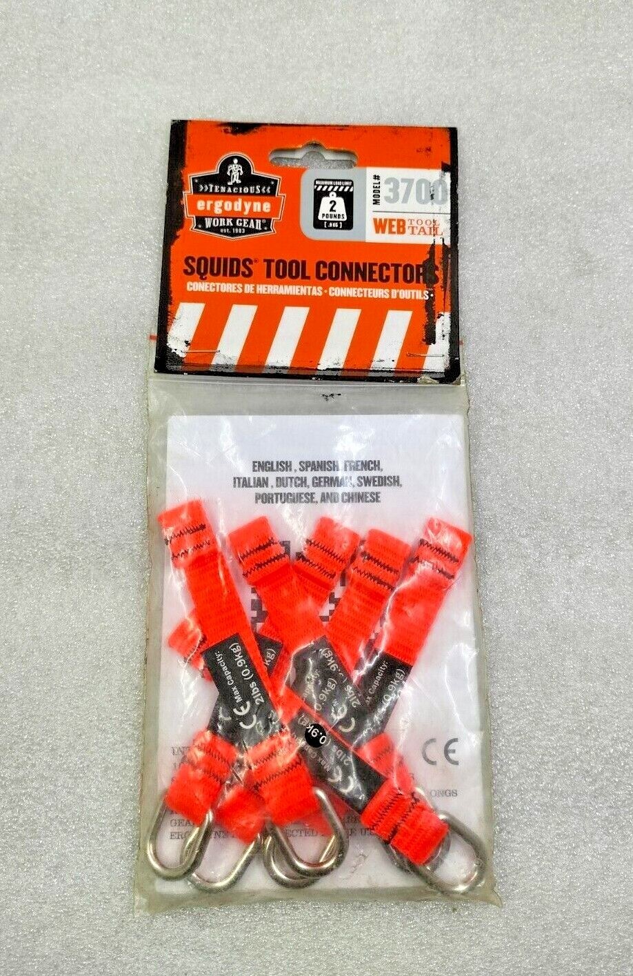 ERGODYNE 3700 SQUIDS TOOL CONNECTOR- 4.5″ ORANGE WEB TOOL TAIL – LOT OF 6 PCS.