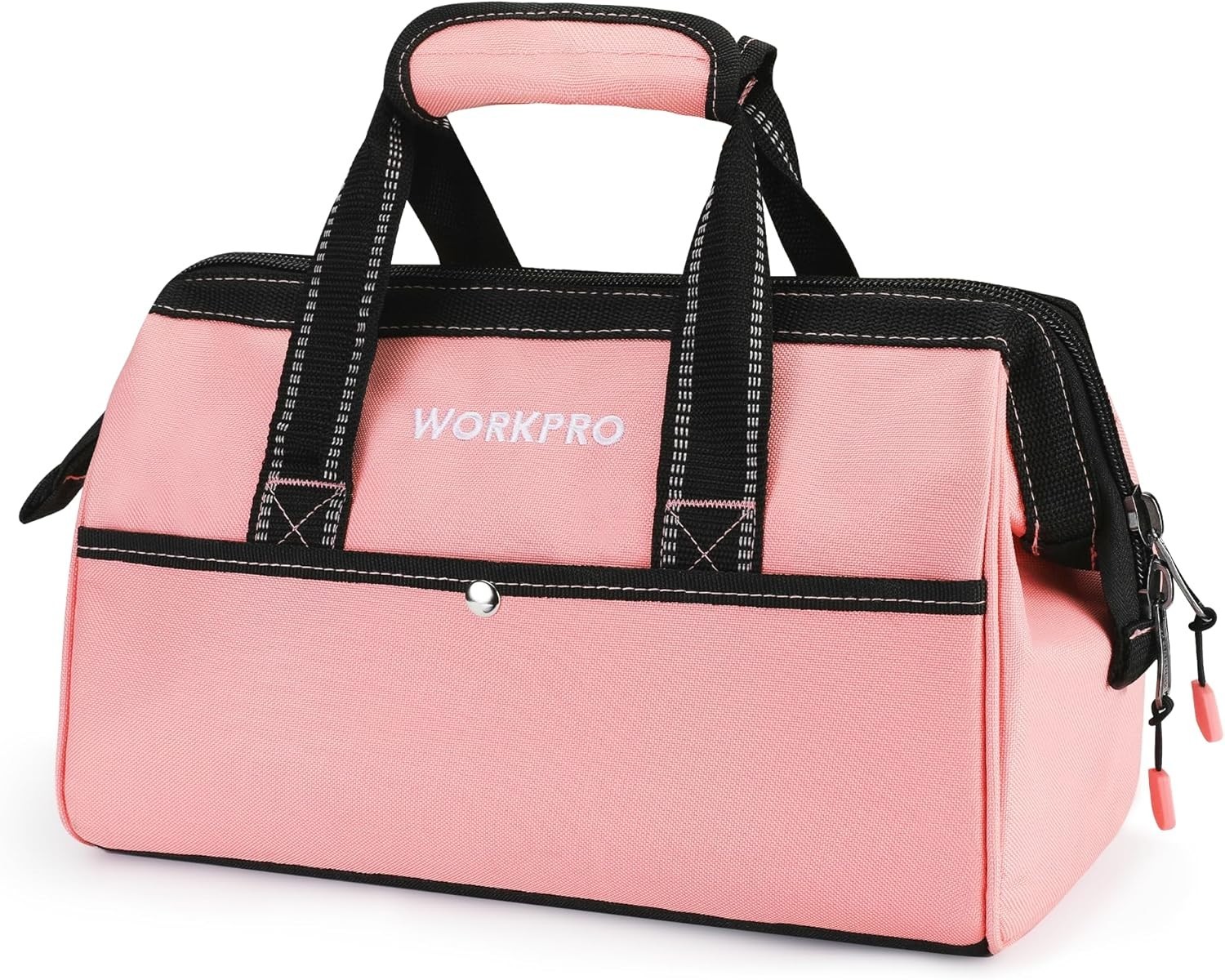 Chic 13-Inch Pink Tool Bag – Wide Mouth Tote with 9 Pockets for Easy Access