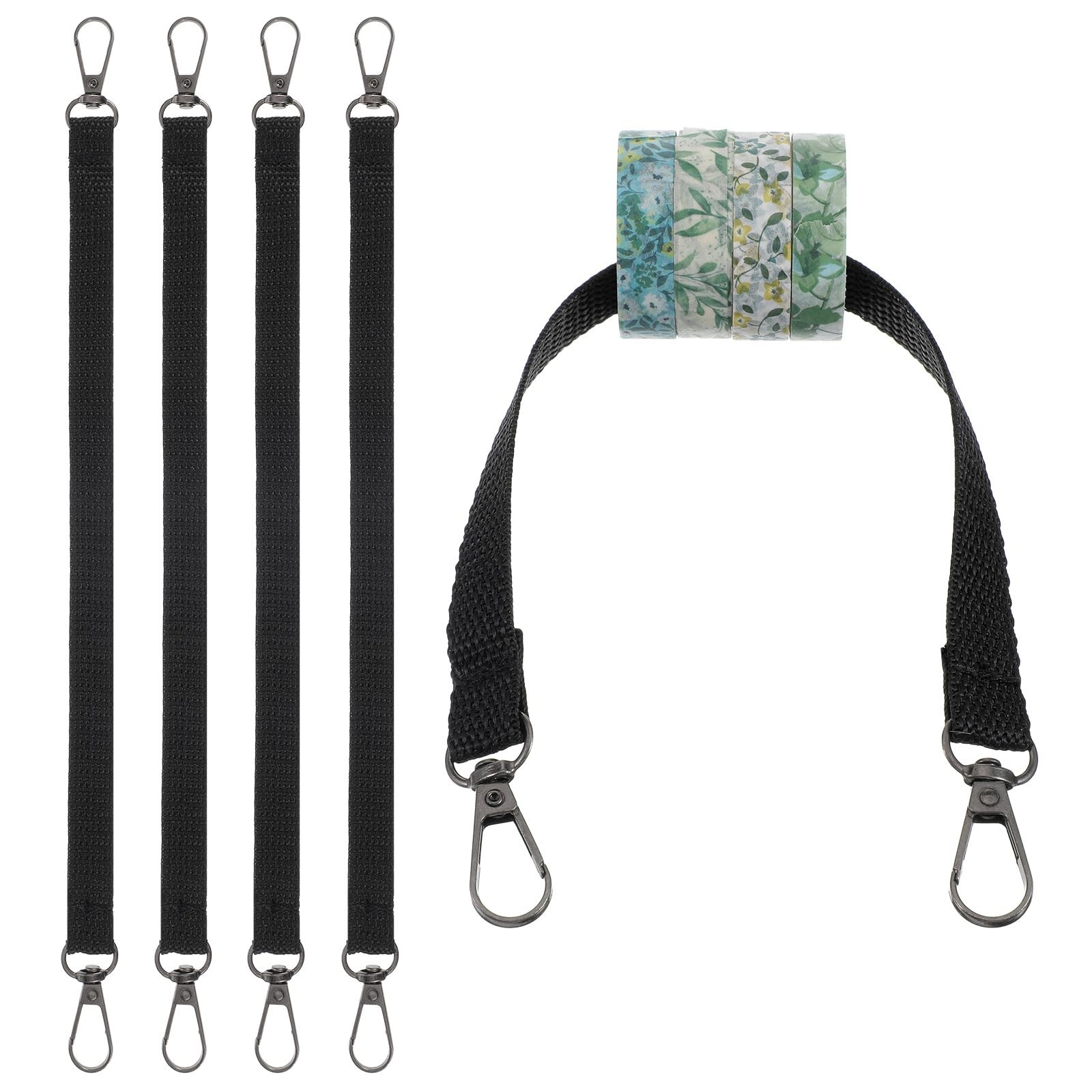 4 Pack Black Polyester Electrical Tape Holders with Snap Hooks for Tool Belts