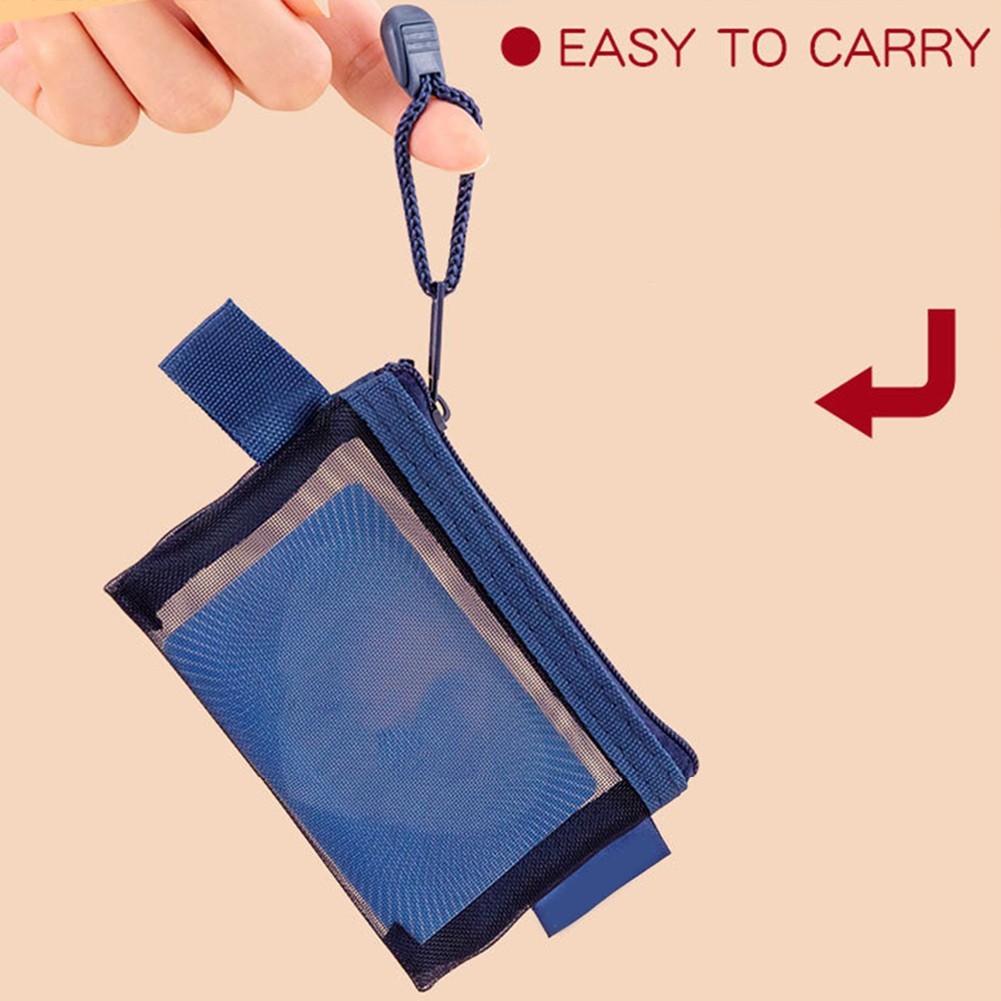 Small Zipper Mesh Nylon Bag for Earphones Makeup Storage and Daily Organization
