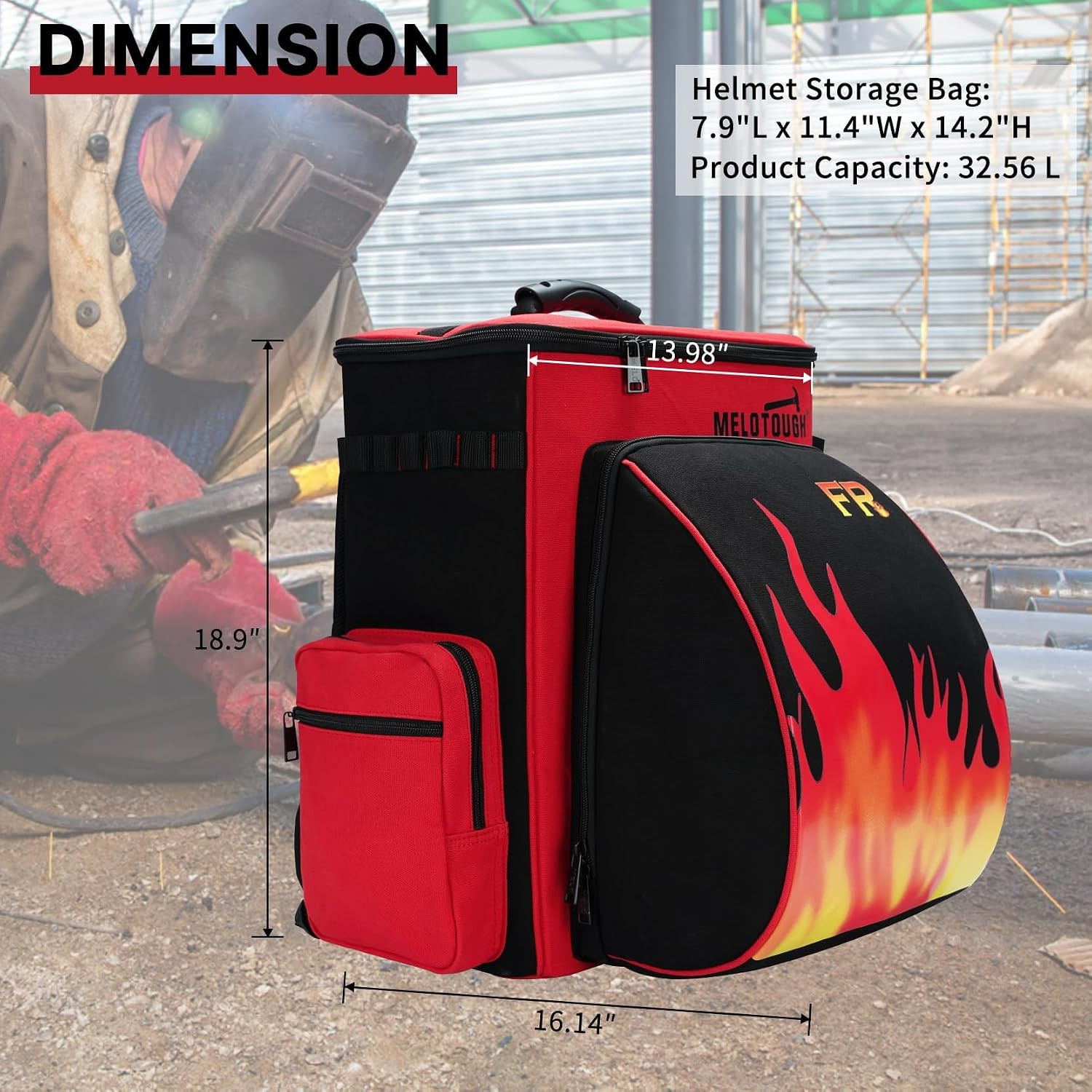 Welding Backpack Fire – Resistant Fabric 32.56L Large Capacity Welding Bag for T
