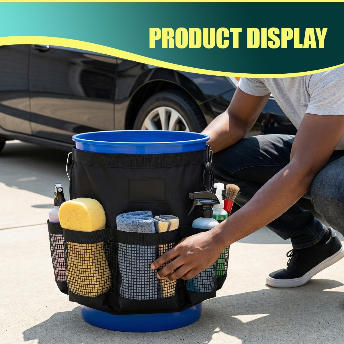 5 Gallon Bucket Tool Organizer Bag, Water-Resistant Mesh Pockets for Holding …
