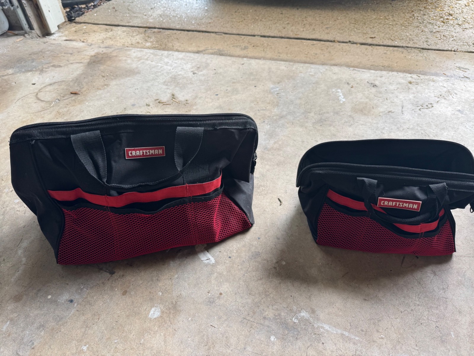 Craftsman 13″ Large Mouth Tool Bag – Black/Red and small tool bag