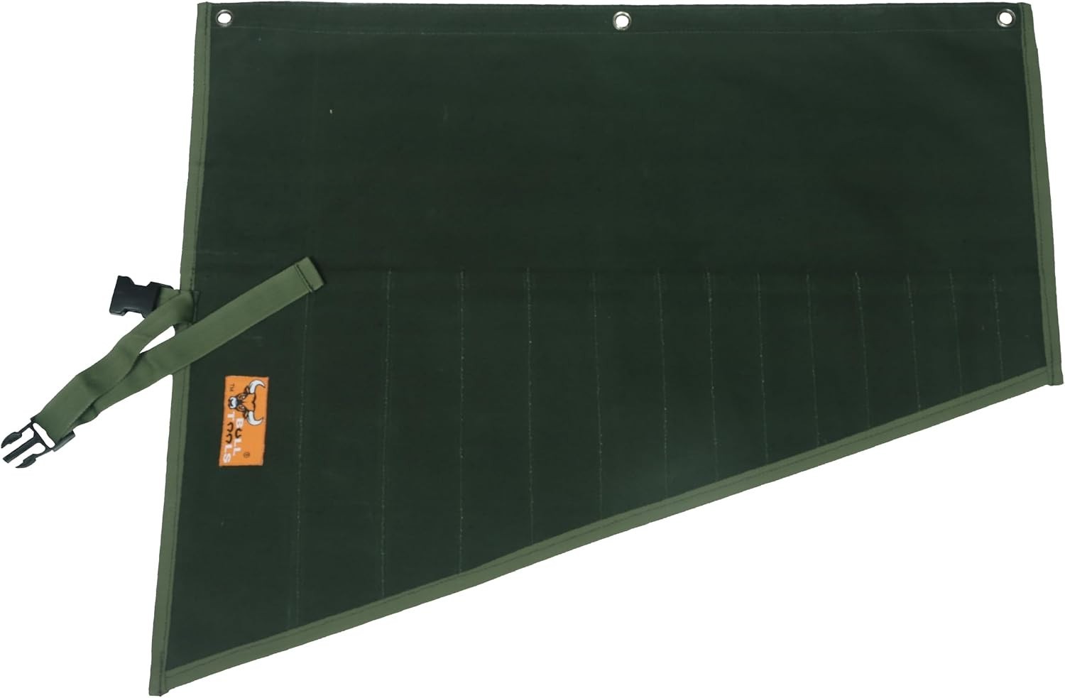 Bull Tools 14 Pocket Heavy-Duty Wrench Roll Organizer – Olive Drab Canvas Pouch