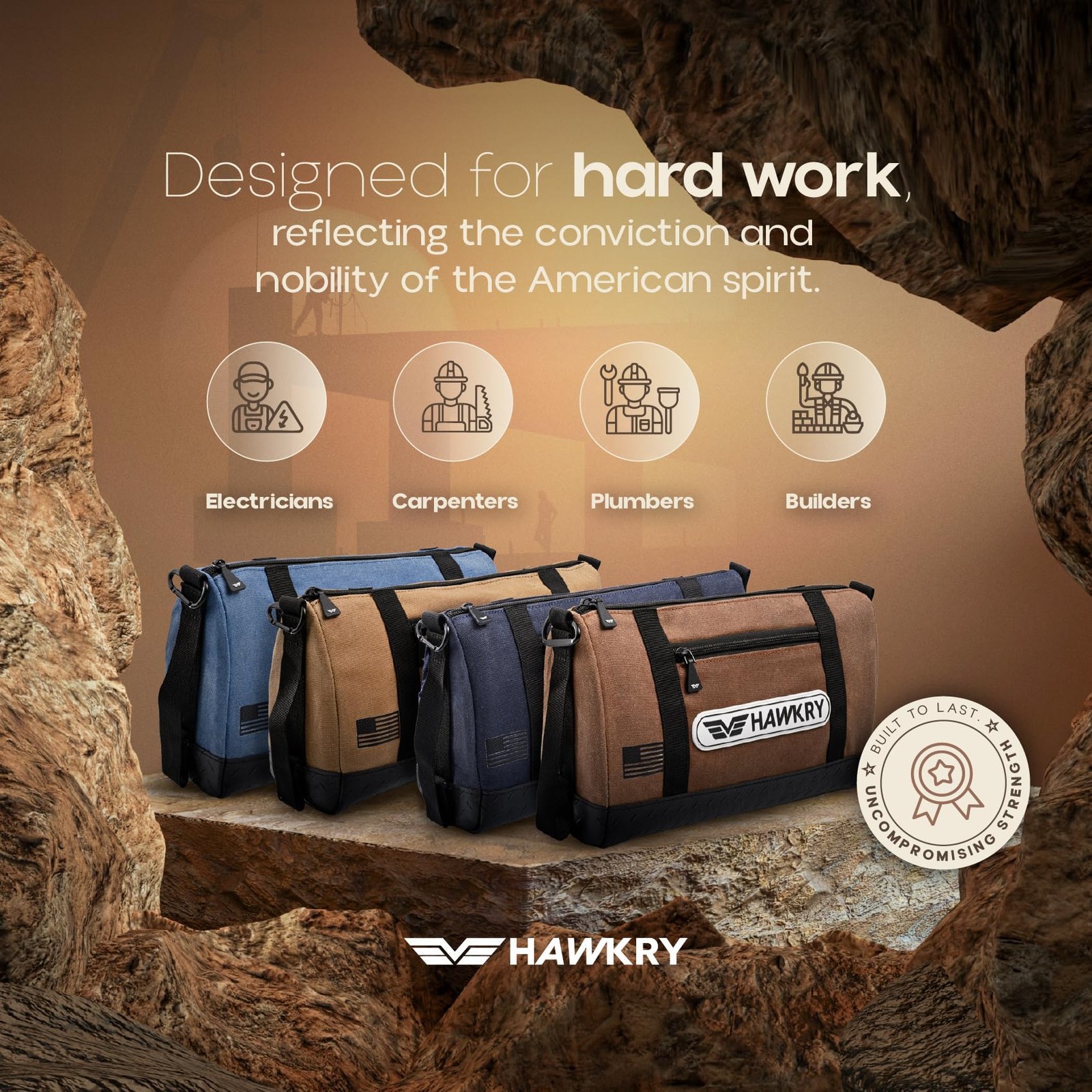 HAWKRY Canvas Tool Pouch Set 4 Pack – Heavy Duty Tool Organizer Bags with Zip…