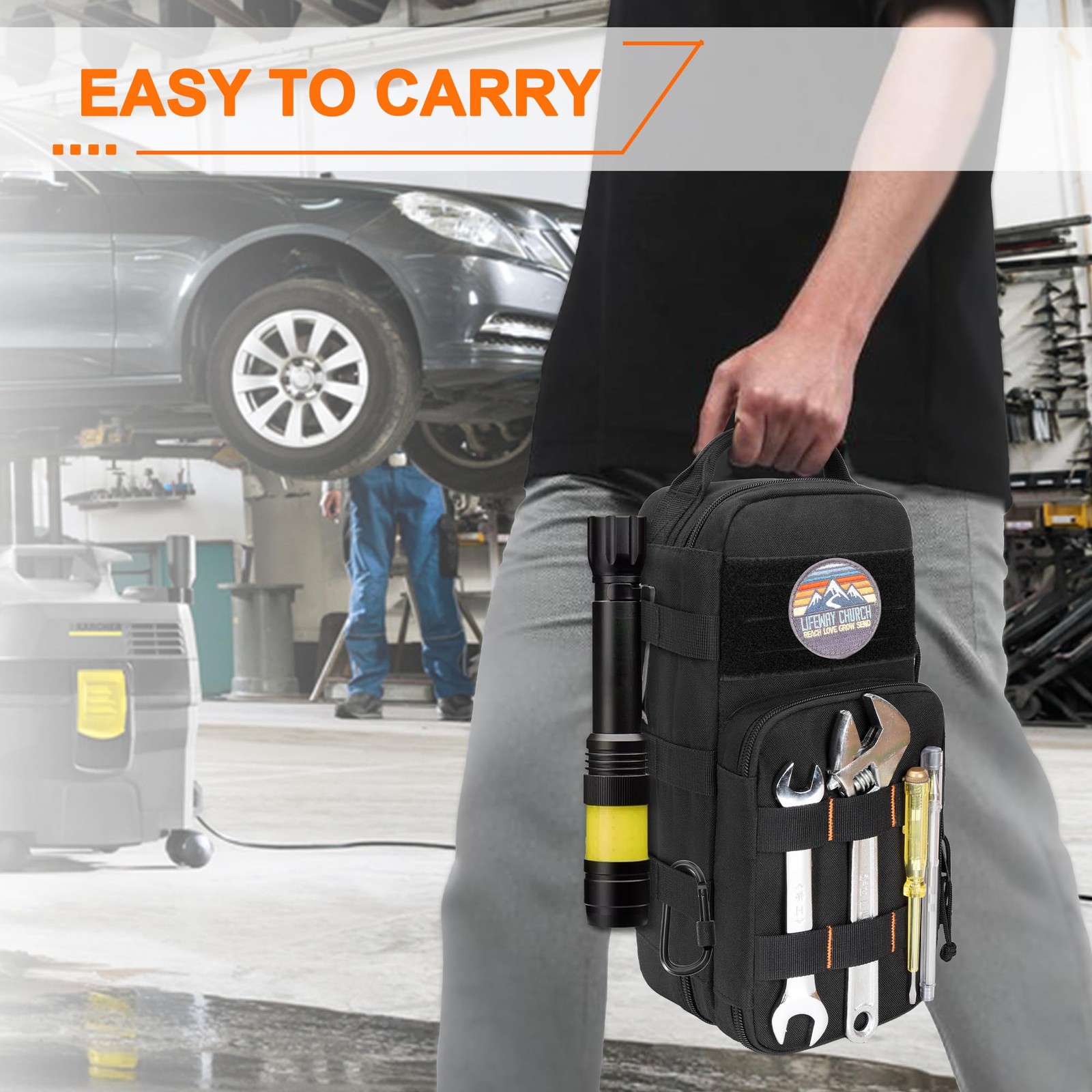 Heavy Duty Small Tool Bag Storage with 2 Zipper Pouches, Multi-functional Tac…