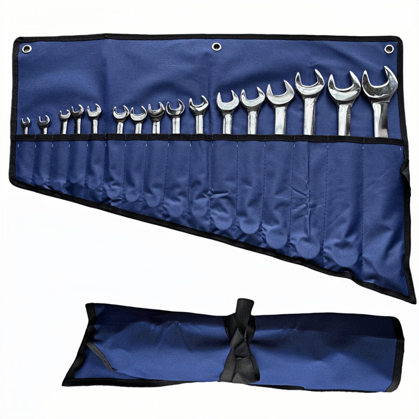 BLIRITEL 16 Pockets Wrench Roll Up Pouch, 25.6 x 18 x 1 inches, Blue