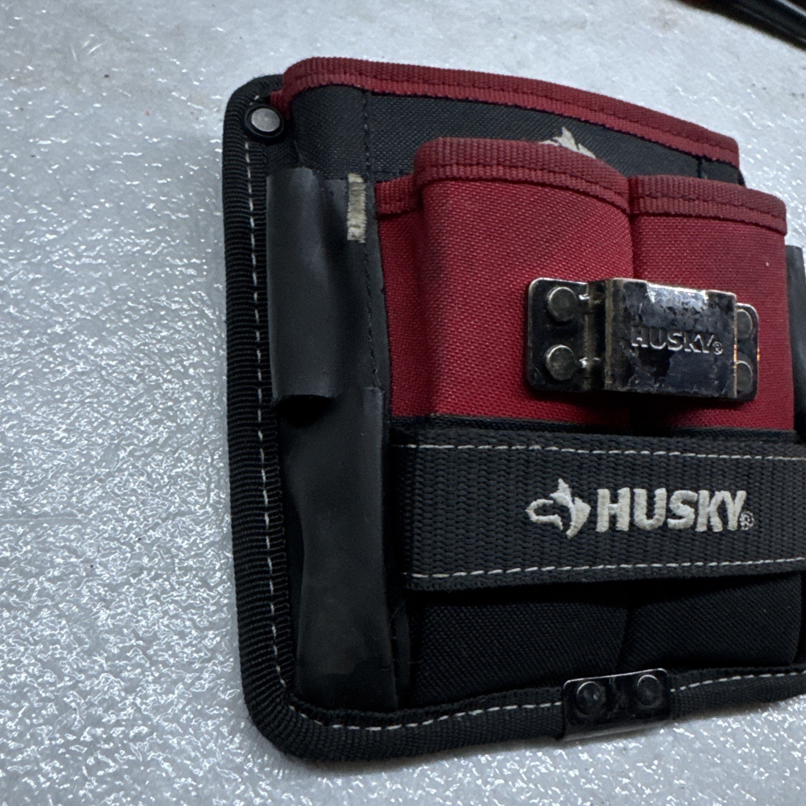 Husky 7 in. 3-Pocket Clip On Tool Belt Pouch #490