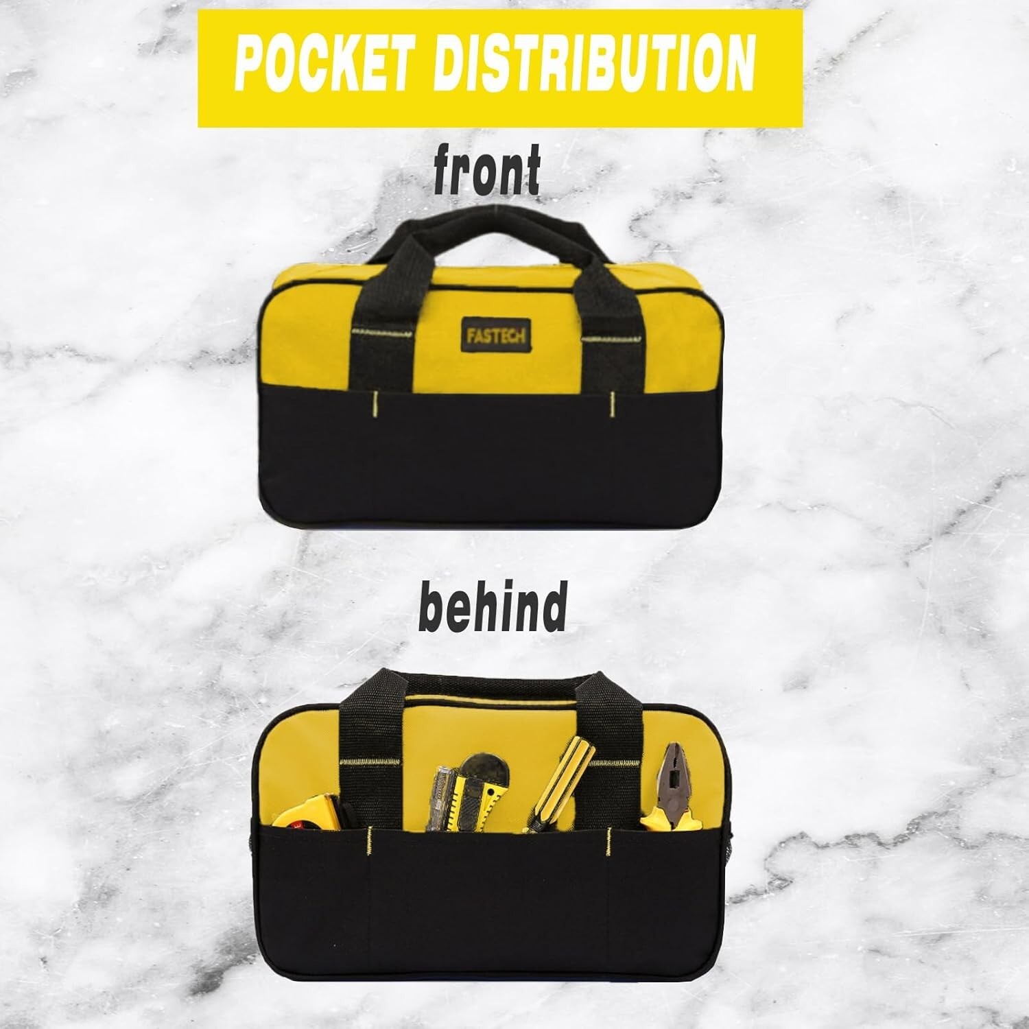 14Inch Small Tool Bag for Men, Large Capacity Wide Mouth Tool Bag, Canvas Tool