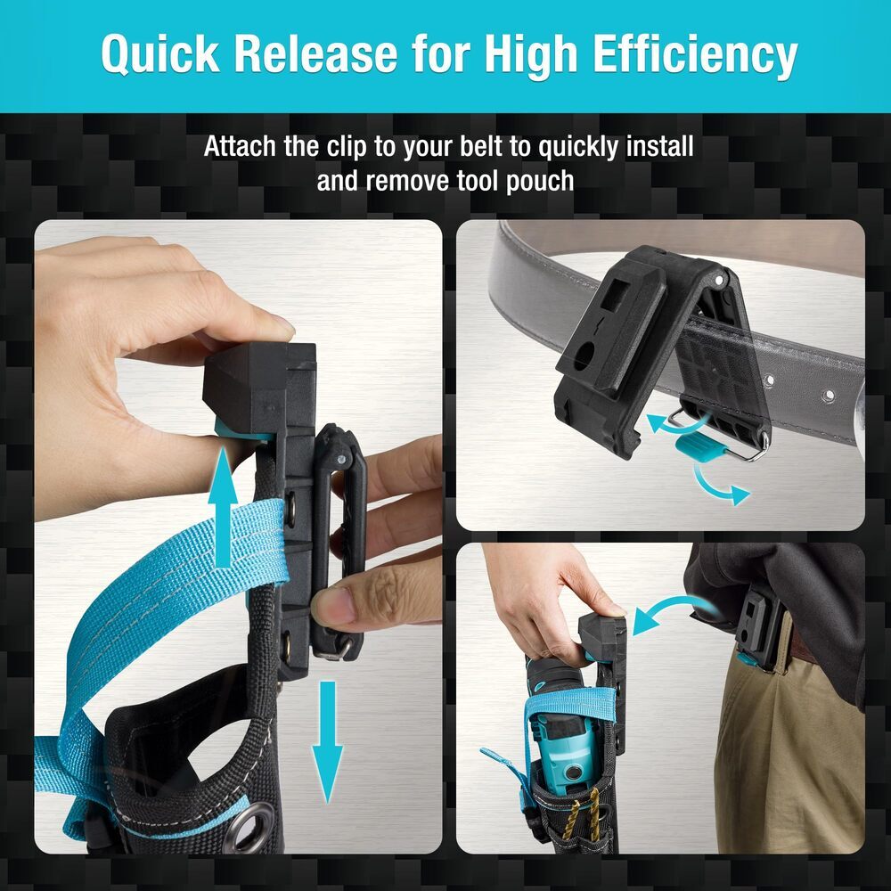 DuraTech Drill Driver Holster Drill Holder w/Side Bit Pocket Holder Strap Buckle