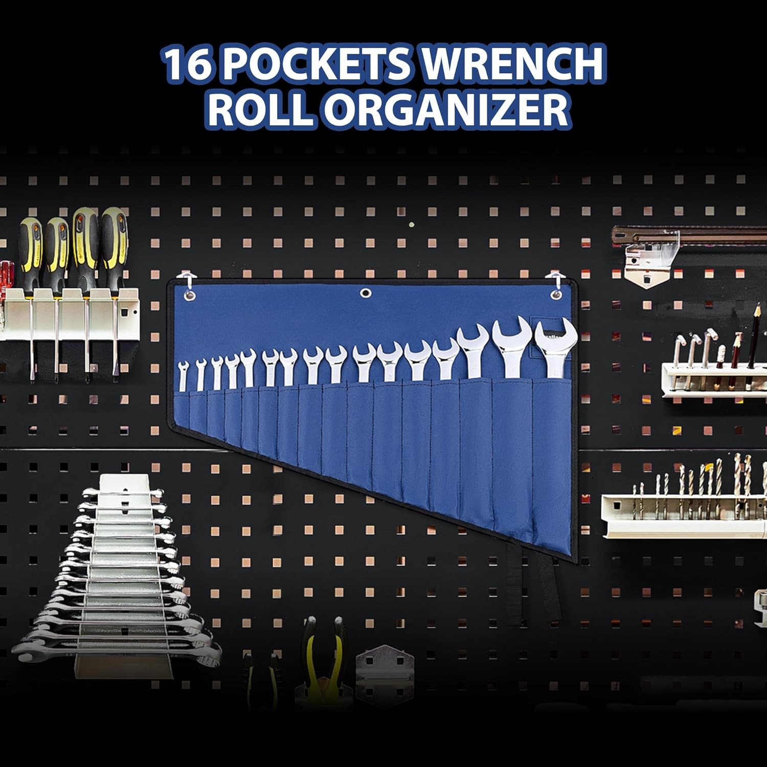 Waterproof Wrench Organizer Pouch 16 Pockets Roll Up Storage Wrench Pouch