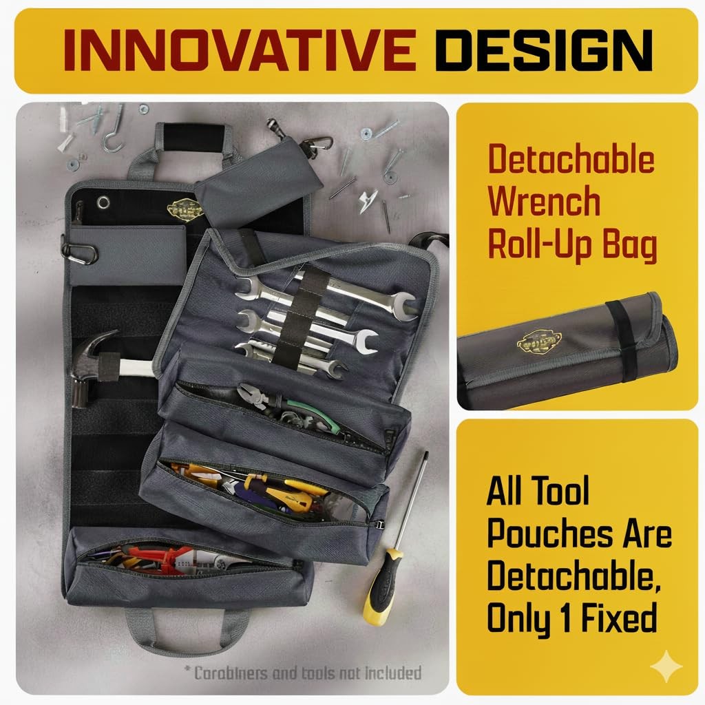 The Ryker Bag Black Pro Tool Roll – Heavy-Duty Canvas Roll-Up PRO