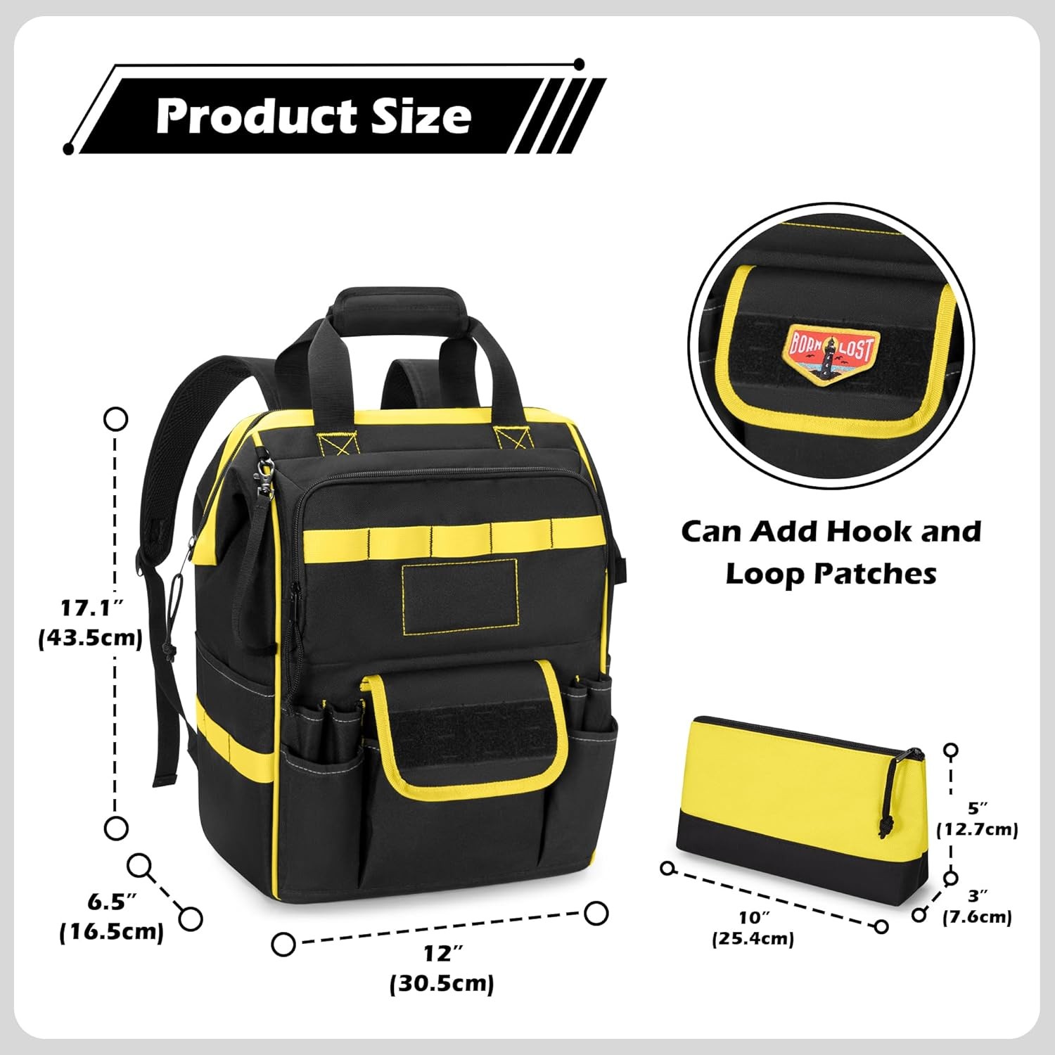 Tool Bag Backpack with Zipper Pouch and Magnetic Attraction Area, Heavy-Duty Too