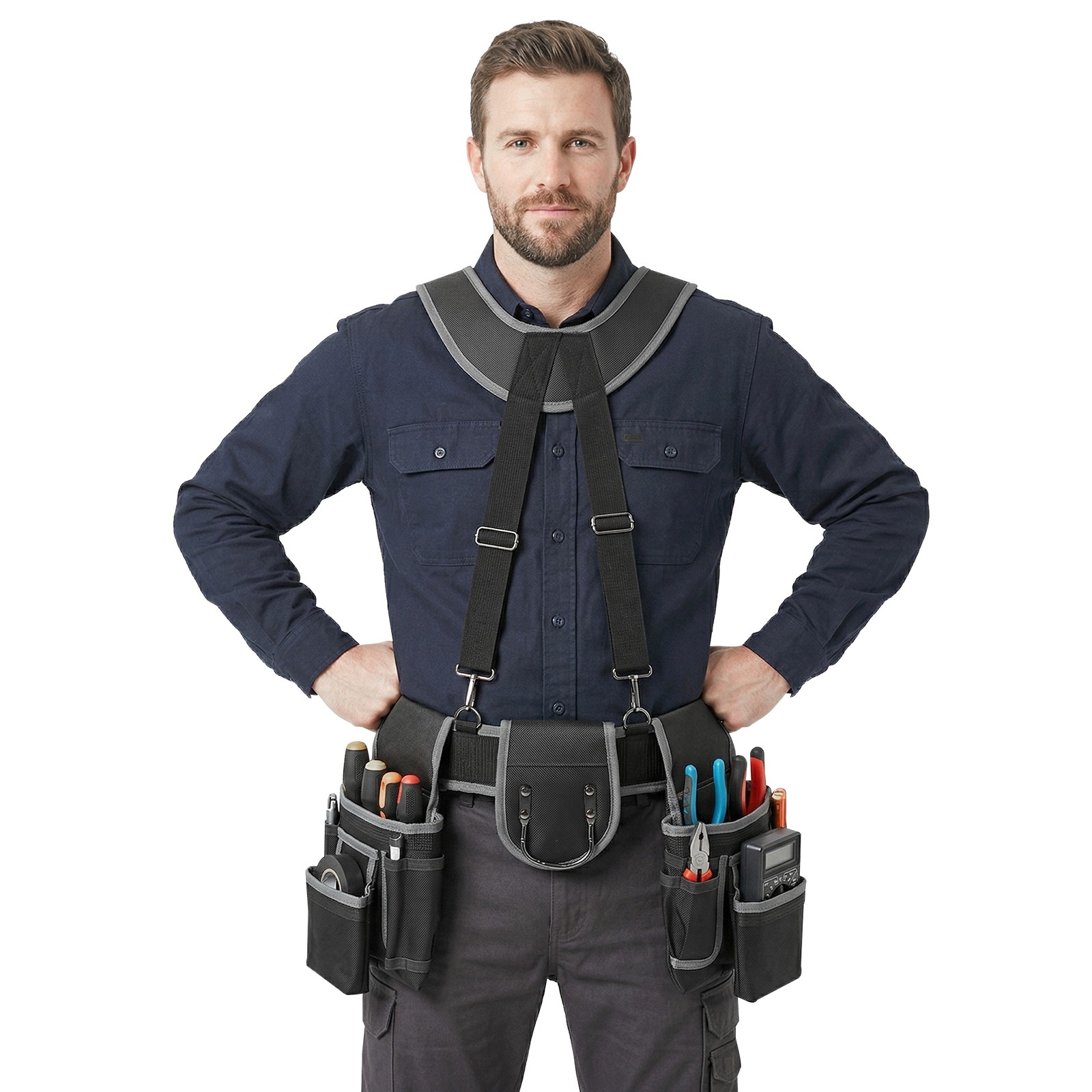 Tool Belt with Suspenders Multifunctional Electrician Tool Bag Heavy Duty Tool