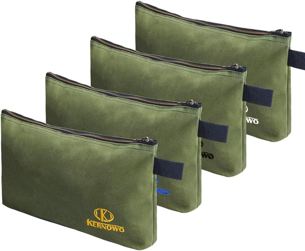 4 Pack Canvas Tool Pouch Zipper Bags Heavy Duty 20oz Storage Organizer 12.75″