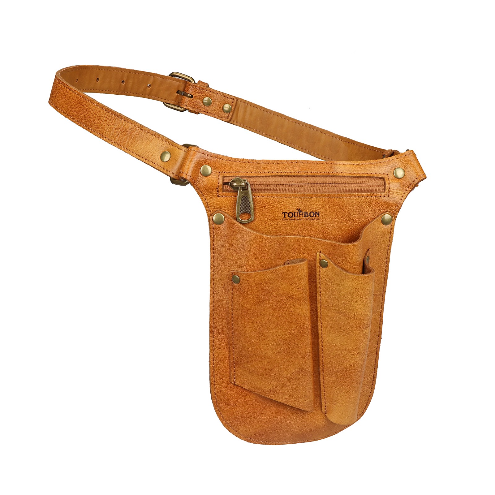 TOURBON Leather Gardening Tools Belt Florist Holder Bag Utility Pouch Phone Case