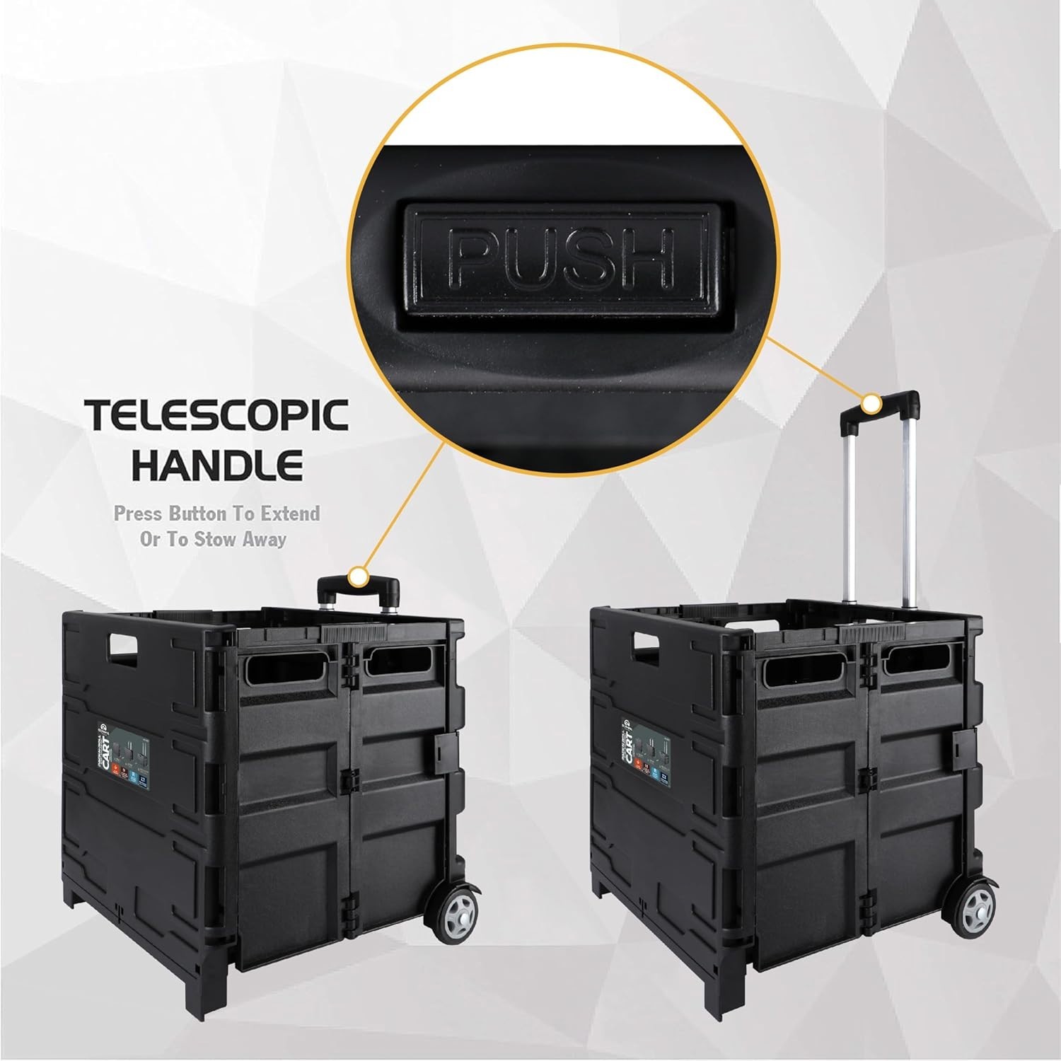 Portable Tools Carrier with Telescopic Handle Black 80 Pound Load Capacity