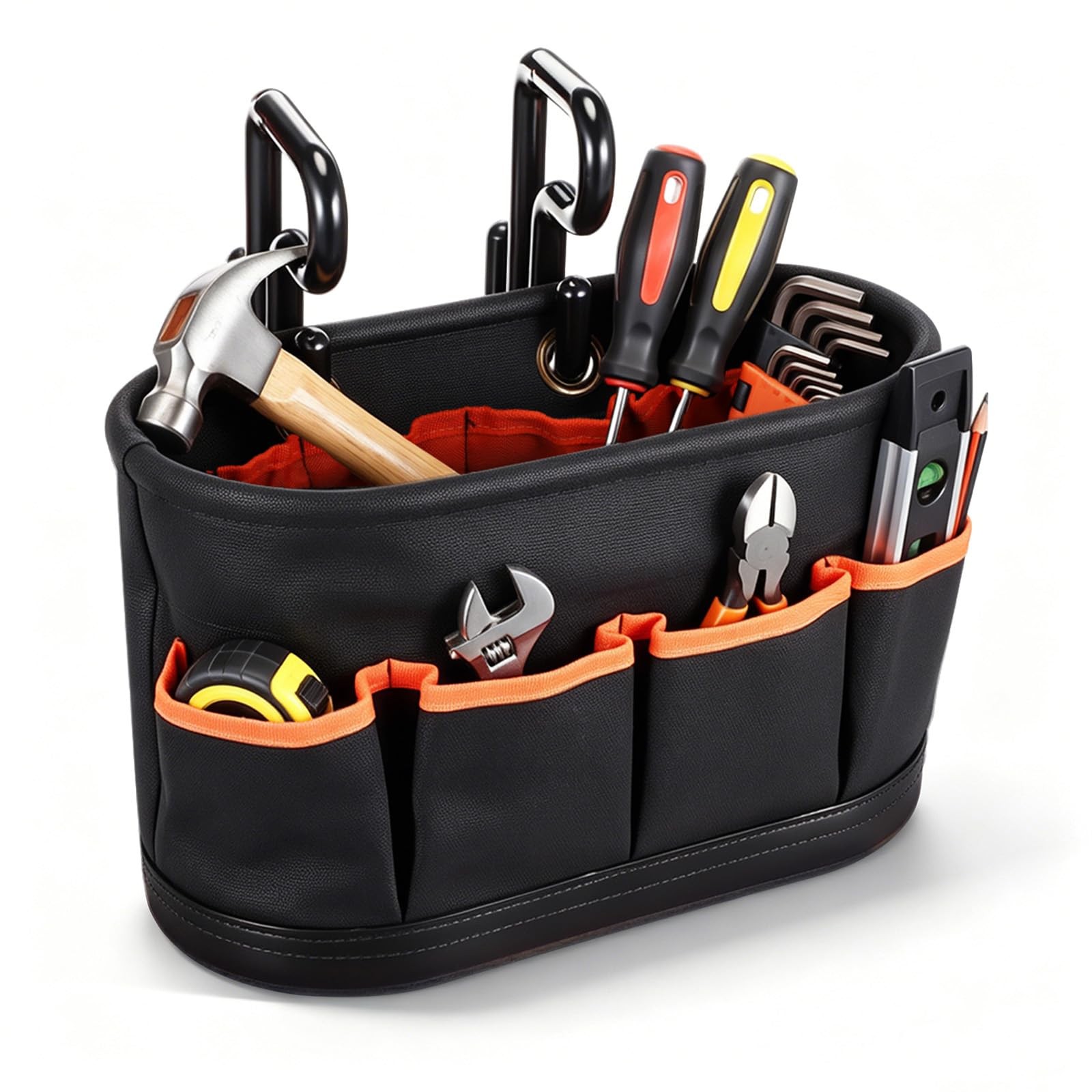 Hard Tool Bucket with 2 Hooks, Drain holes, 10 Pockets(1 Pcs)