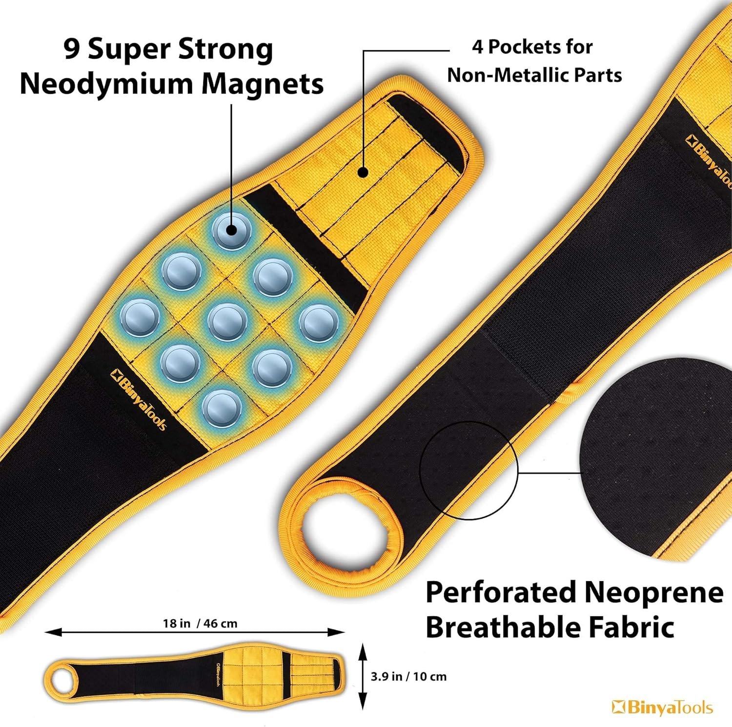 Adjustable Magnetic Wristband with Breathable Design for Tool Organization