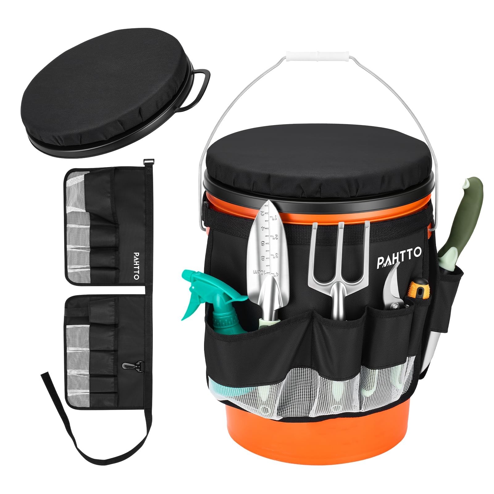 5 Gallon Bucket Seat with Tool Organizer Bag Waterproof Comfortable Cushion