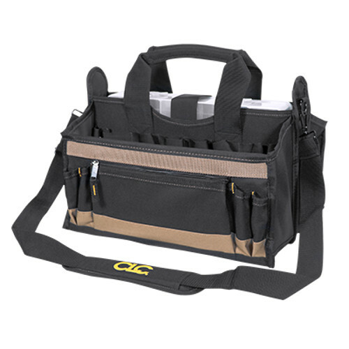 Custom Leathercraft CLC 1529 – 17 Pocket 16″ Center Tray Tool Bag Carrier Holder