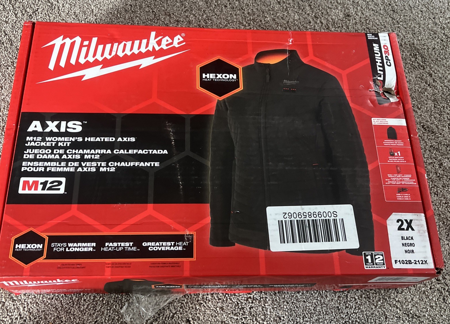 Milwaukee F102B-212X M12 Women’s Heated 2X Jacket Kit – Black – Size 2X SEALED