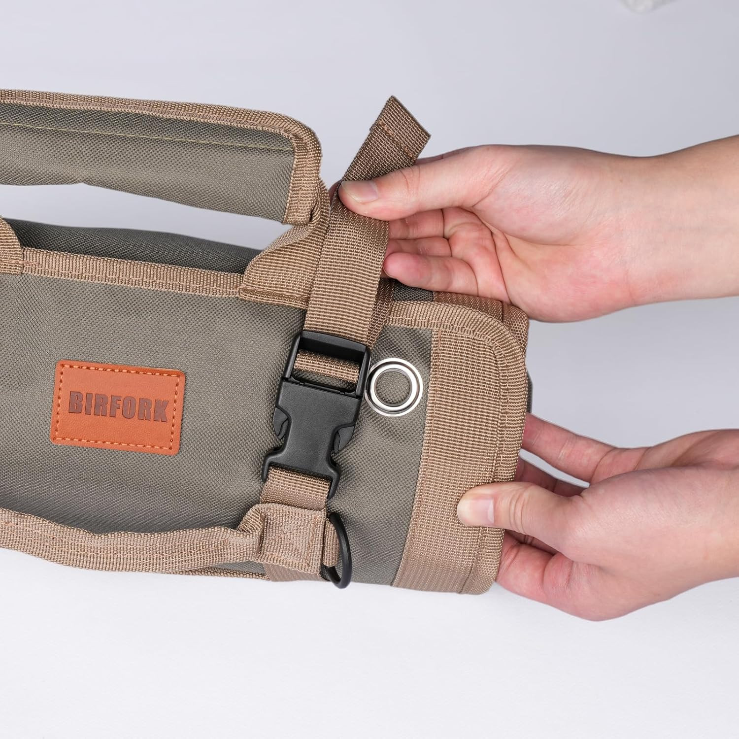 Roll Up Tool Bag Army Green Portable Tool Organizer with Detachable Pouches