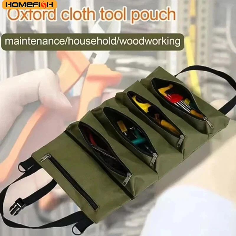 HeavyDuty RollUp Tool Bag – Oxford Fabric MultiTool Organizer AllInOne Garage St