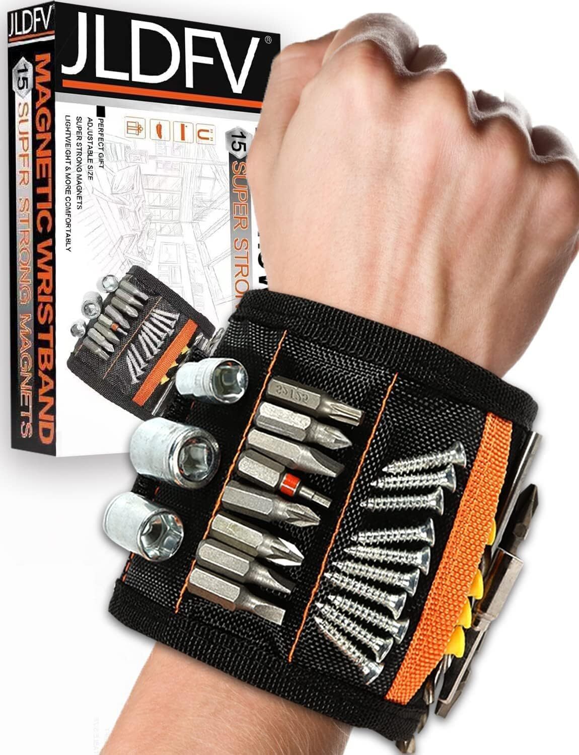 Magnetic Wristband with 15 Magnets,Tool Belt for Holding Screws,Nails,Drill Bits